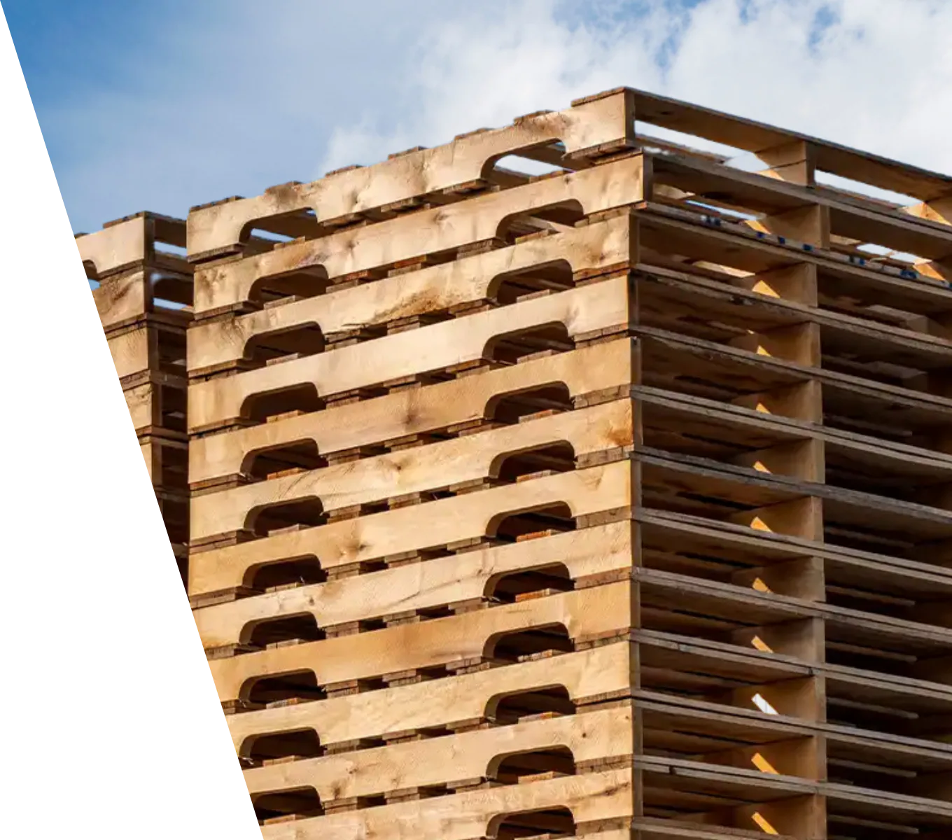 Stacks of wood pallets prepared for business supply